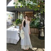 清純で人をうっとりさせる ロングスカート キャミワンピース  リボン ジャンパースカート 春2025