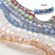 メッキガラスビーズ 【31.キューブ カット 6mm 】1連 スクエア ビーズ クリスタル 連売り ハンドメイド