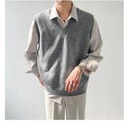 TSHEKルーズフィット ニットタンクトップ インナー プルオーバー Vネックセーター