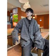 TSHEK新作 カーディガン レトロ カジュアル ルーズフィット Vネック ニットジャケット