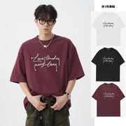 メンズ 新作 刺繍入り 半袖Tシャツ ラウンドネック ストリート系 トップス ユニセックス★全3色