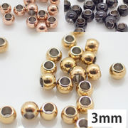 ステンレス(316) ビーズ 【約 3mm】3色【10個売り】 ゴールド ピンクゴールド ガンメタ メタルビーズ