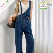 デニムサロペット サロペット オーバーオール カジュアル ポケット レディース