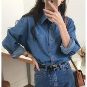 春新作 ブラウス デニムシャツ レディース トップス シャツ 長袖 ゆったり カジュアル きれいめ 大人ル
