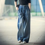 夏新作 レディース デニムパンツ ハイウエスト ワイドフレア シルエット カラーブロック デザイン