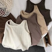 韓国風ヴィンテージ 綿麻ベビー用タンクトップ ナチュラルテイスト男女兼用