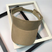 無地 コットン サンバイザー 大人用 男女兼用 日よけ帽子 カーキ