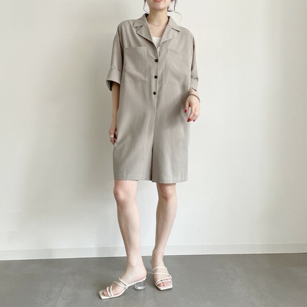 carven 半袖 シャツロンパース 2025新作予約】クレープ半袖シャツロンパース | 卸売・ 問屋