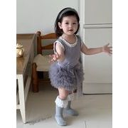 2025新作韓国子供服 ベビー服  キッズ女の子 チョッキ+スカート2点セット 2色 73cm-100cm