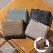 三つ折り財布 ミニ財布 ウォレット カード お札入れ  L字ファスナー シボ ドーラ