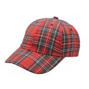 レッドタータンチェックのベースボールキャップ