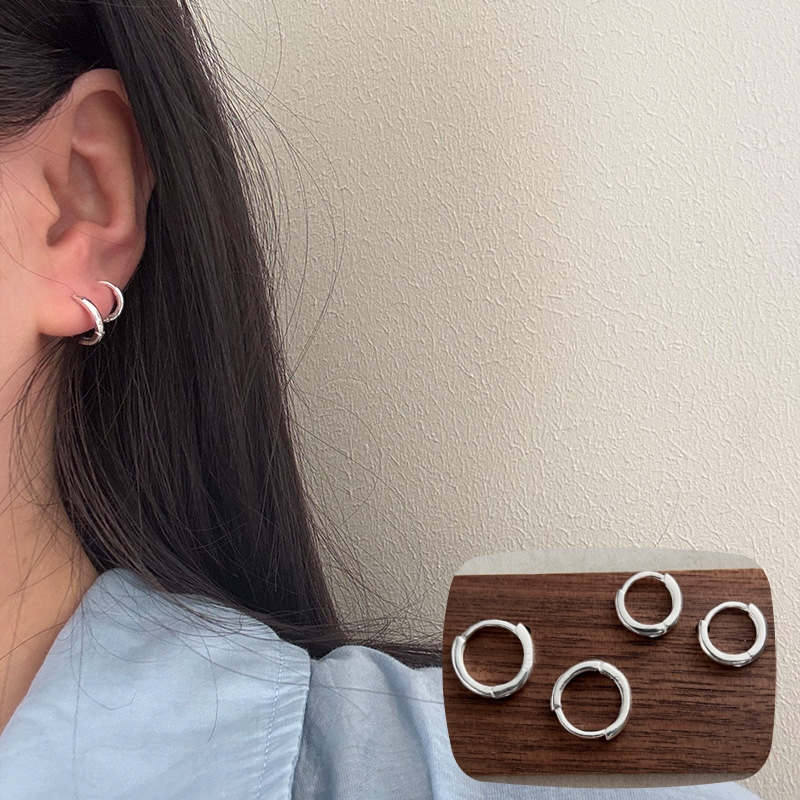 シンプルフープピアス カーブ キャッチレス バックレス S999 シルバーアクセサリー アレルギー対応