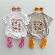 2025夏新作INS  韓国風子供服  トップス  Tシャツ & ロンパース 2色  66cm-100cm