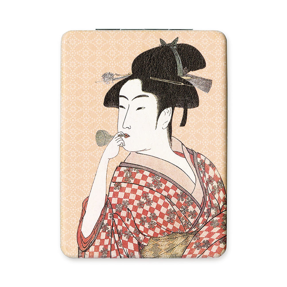 喜多川歌麿 パブミラー 浮世絵 女性と茶碗 金属製フレーム 鏡 壁掛け 喜多川歌麿 パブミラー 浮世絵 女性と茶碗 金属製フレーム 鏡