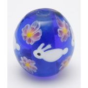【和アクセサリー！兎とんぼ玉！和の粋をギュッと閉じ込めた小さな宝石☆】青