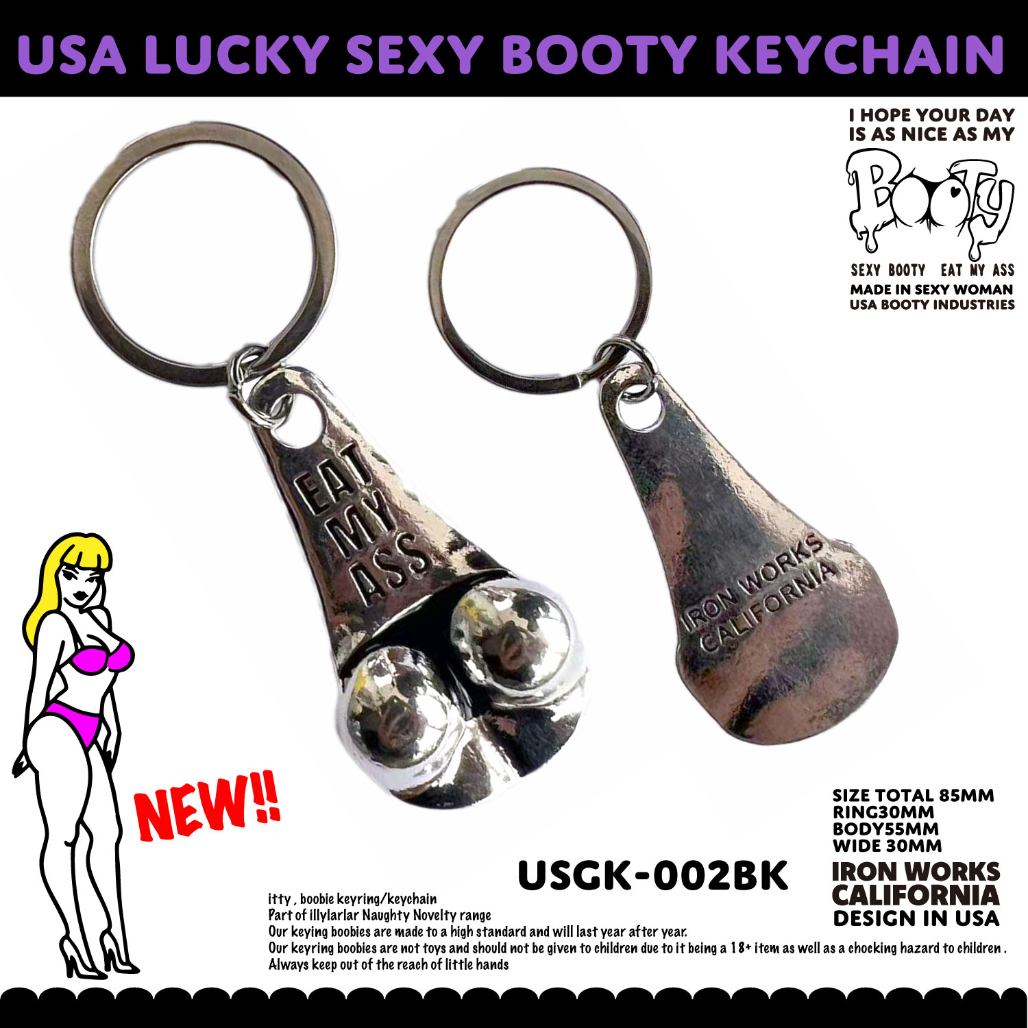 USA LUCKY SEXY KEYCHAIN シャレの効いたアダルトなキーホルダー ヒップ バイカー アメリカン雑貨