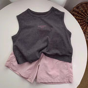 [80-130cm] 女の子セットアップ ノースリーブタンクトップ＋ショートパンツ キッズ上下セット 子供服