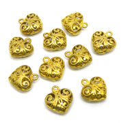 【在庫限り】 メタル合金パーツ 約14x13x6mm （丸カン内径1.2mm） ゴールドカラー 《10個》 金具