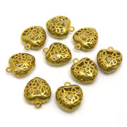 【在庫限り】 メタル合金パーツ 約14x12x6mm （丸カン内径1mm） ゴールドカラー 《10個》 金具
