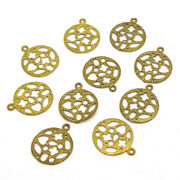 【在庫限り】 メタル合金パーツ 約18x15x0.8mm （丸カン内径1mm） ゴールドカラー 《10個》 金具