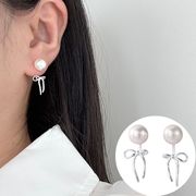 リボンピアス パール 蝶々結び バックキャッチピアス S925 シルバーアクセサリー アレルギー対応 おしゃれ