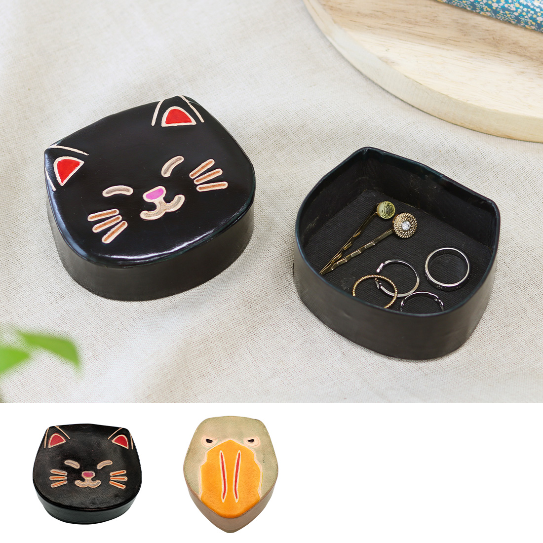 ヤンピーボックス アニマル[小物入れBOXヤギ革猫ねこキャットギフトプレゼントアジアン25AW]