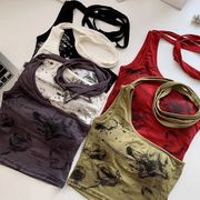 トップス タンクトップ キャミソール クルーネック 細身 スリム タイト