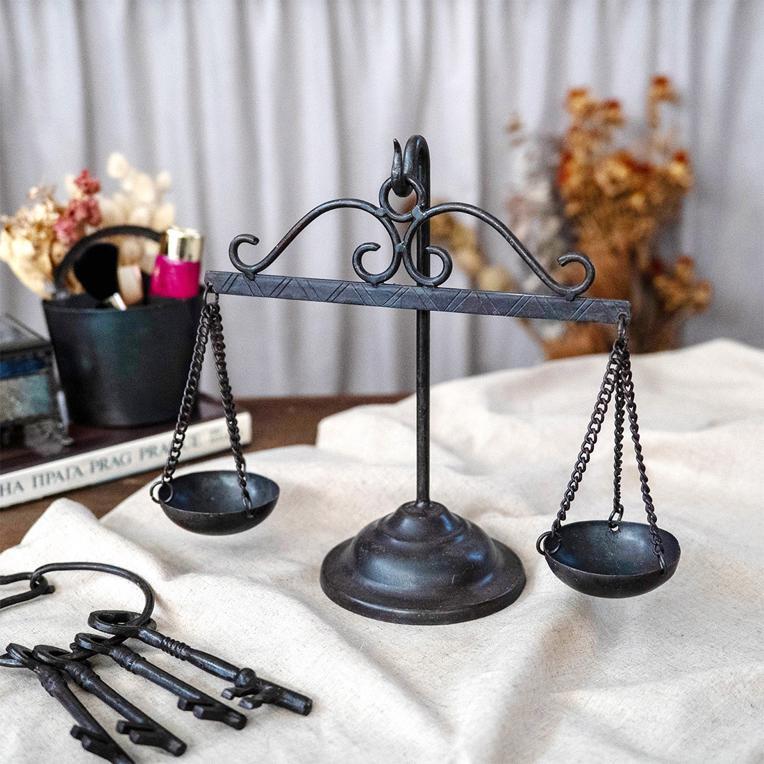 ブロカント アイアン 天秤[トレイトレー量りはかり鉄古道具レトロアンティーク25AW]