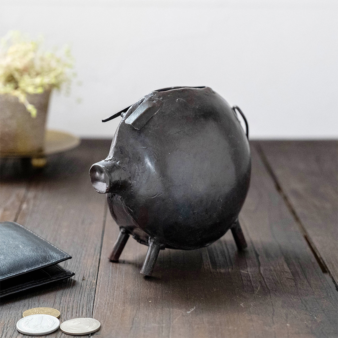 ブロカント アイアン 貯金箱 ブタ[置物動物飾りぶた豚鉄古道具レトロアンティーク25AW]