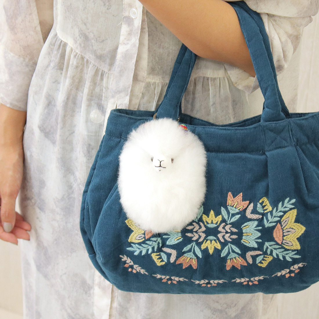 キーホルダー ベビーアルパカヘッド (SR)[アルパカの毛を使用 ぬいぐるみ 人形 チャーム アニマル 動物]