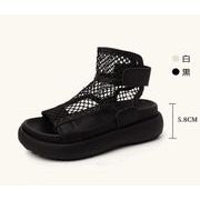 サンダル メッシュ 厚底 ウェッジソール ショートブーツ お出かけ