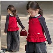 【2025秋新品】韓国風子供服  キッズ  百掛け トップス &ニットベスト&ズボン 分けて販売 90cm-150cm