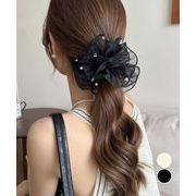 【日本倉庫即納】 透け感シュシュ パール 韓国風 ヘアゴム