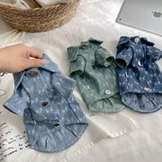 ペット服、長袖デニムシャツ、デボンの無毛猫服、猫服、子犬服