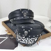 ベレー帽 パンクファッション スタッズ PU フェイクレザー 日焼け対策 レディース
