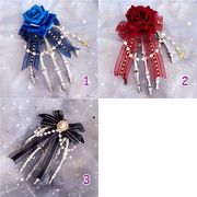 ハロウィン ガール ヘアクリップ ヘアピン ブローチ ゴシック ダーク系 コスプレ パーティ 髑髏 薔薇ローズ