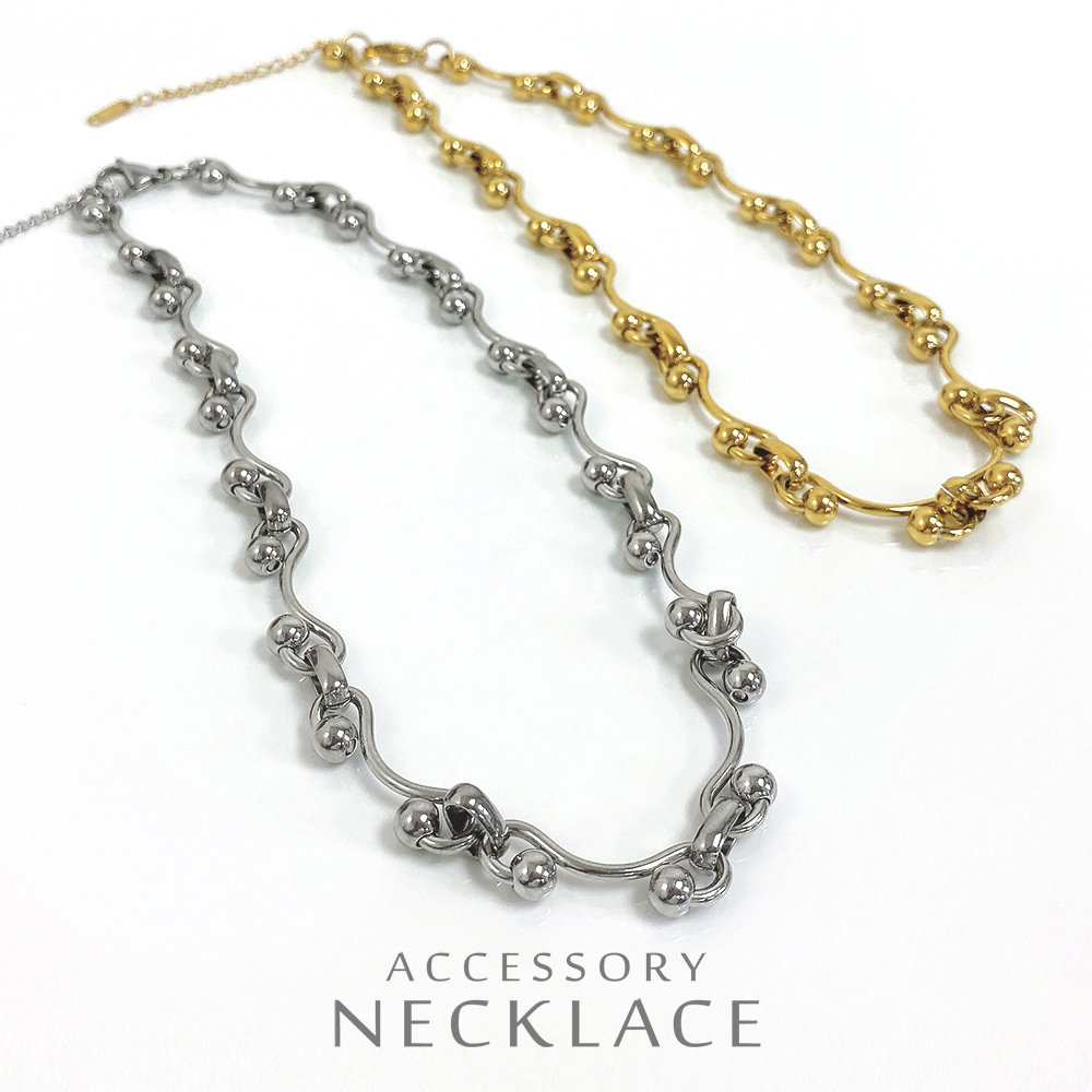 ▼MAGGIO▼ドットウェーブチェーンステンレスネックレス　ユニセックス　フローチェーン