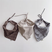 2025秋※子供スカーフ 三角巾 レトロ格子柄