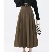 ボトムス スカート Aライン  ロング丈 プリーツスカート  ハイウェスト