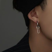 サークル チェーン フープ ピアス クリップ シルバー 韓国 A