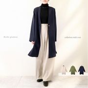 【2025新作】ダブルクロス　ノーカラー　ミディ　コート(32914)