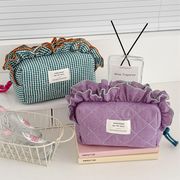 メークバッグ　フリルポーチ　小物収納　化粧品収納　布バッグ　韓国バッグ