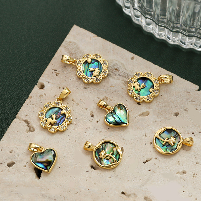 アバロンシェル ハート フラワー チャーム アクセサリーパーツ アワビ 貝 天然 ハンドメイドパーツ シェル