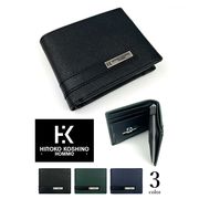 お買い得★全3色 HIROKO KOSHINO(ヒロコ・コシノ)本革パスケース付きL字ファスナー 二つ折り財布
