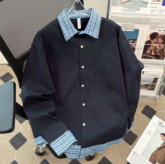 トップス メンズ シャツ カジュアルシャツ レイヤード 長袖