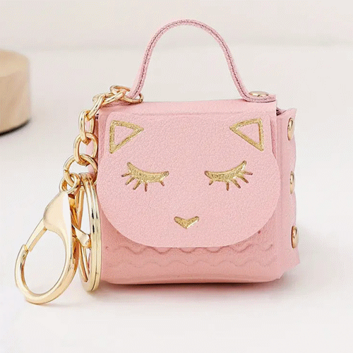 キーホルダー バッグチャーム ワイヤレス イヤホン ケース 収納 ポーチ アクセサリー キーリング 革 ねこ