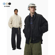 メンズ ショート丈 フライトジャケット スタンドカラー チェック切り替え スタジャン風アウター★全3色