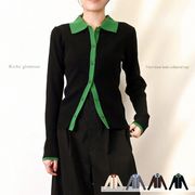 【2025新作】バイカラーニット　衿付き　トップス(32940)