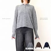【2025新作】モヘアタッチニット　シアー　ポロ　プルオーバー(32954)