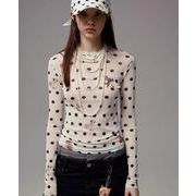 トップス カットソー ロンT Tシャツ プリント スリム 細身 タイト レディース